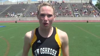 Christy Cazzola of UW Oshkosh after winning the 1500