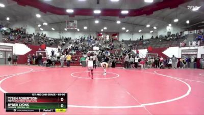 85-90 lbs Round 2 - Ryder Lyons, Monroe Central WC vs Tysen Robertson, Midwest Xtreme Wrestling