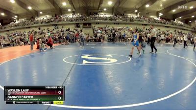 90 lbs Cons. Round 4 - Gannon Carter, Blue Pride Wrestling Club-AAA vs Waylon Lauf, South Callaway Kids Wrestling Club-AA