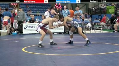 106lbs Quarter-finals Kade Evans (UT) vs. Jordan Aquino (CA)