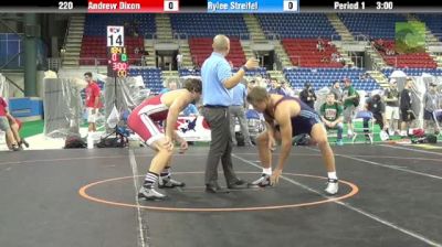 220lbs Quarter-finals Andrew Dixon (OK) vs. Rylee Streifel (MN)