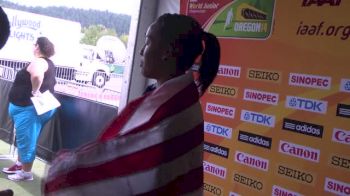 Kendall Williams after winning the best juniors hurdles race in history