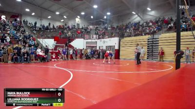 100 lbs Champ. Round 1 - Lilliana Rodriguez, Hamilton SouthEastern High vs Maya Bullock, Madison High School