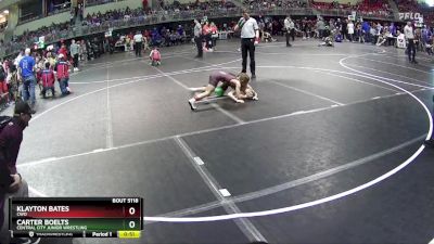 75 lbs Cons. Round 2 - Klayton Bates, CWO vs Carter Boelts, Central City Junior Wrestling