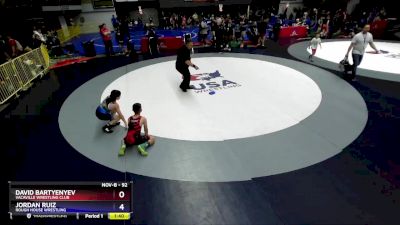 92 lbs Round 3 - David Bartyenyev, Vacaville Wrestling Club vs Jordan Ruiz, Rough House Wrestling