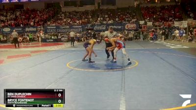 D 3 144 lbs Semifinal - Bryce Fontenot, South Beauregard vs Ben Duplechin, St. Louis Catholic