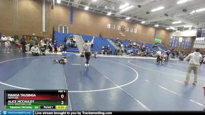 52-54 lbs Round 2 - Manoa Tausinga, Westlake vs Alice McCauley, Delta Wrestling Club