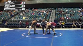 285lbs Match Zach Merrill (Oklahoma) vs. Jordan Karst (Utah Valley)