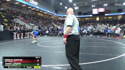 126 lbs Quarterfinal - Timothy Koester, Bettendorf vs Tommy LaPorte, Waukee Northwest