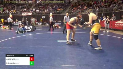 250 lbs Semifinal - Jayson Albright, Palmyra vs Frank Grazulis, Plum