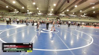 85 lbs Cons. Round 3 - Garrett Moore, Wentzville Wrestling Federation-AAA vs Travis Weitzel, Nixa Youth Wrestling-AAA 