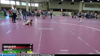 80 lbs Round 1 (6 Team) - Braylon Smith, Troup County WC vs Ben Milam, Alabama Elite Black 