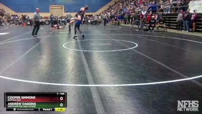 1 - 144 lbs Quarterfinal - Cooper Simmons, Buffalo Gap vs Andrew Daggins, Northampton High School