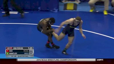 197lbs Quarter-finals Max Huntley (Michigan) vs. JDen Cox (Missouri)