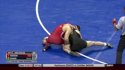 174 c, Robert Kokesh, Nebraska  vs Mike Evans, Iowa