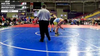 182lbs Semi-finals Brayden Kuntz (South Border Mustangs) vs. Max Lyon (Western Dubuque Bobcats)