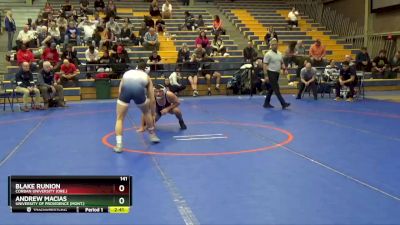 141 lbs Cons. Semi - Blake Runion, Corban University (Ore.) vs Andrew Macias, University Of Providence (Mont.)