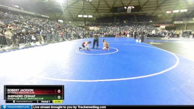 77 lbs Champ. Round 1 - Shepherd Cesmat, Snoqualmie Valley Wrestling Club vs Robert Jackson, UP Vikings Wrestling Club