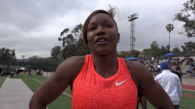 Carmelita Jeter Walking Away Positive After 100m Win