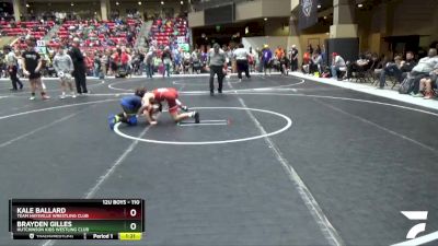 110 lbs Cons. Round 2 - Kale Ballard, Team Haysville Wrestling Club vs Brayden Gilles, Hutchinson Kids Westling Club