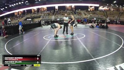 215 lbs Cons. Round 2 - Matthew Dillon, Colquitt County vs Anthony Romero, Miami Southridge Hs