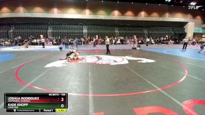 106 lbs Champ. Round 1 - Kade Knopp, Lakeland vs Joshua Rodriguez, Centennial (Corona)