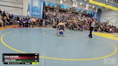 138 lbs Quarterfinal - Piero Papili, Delaware Military Academy vs Ryan Goehner, Delmar Junior-Senior H S