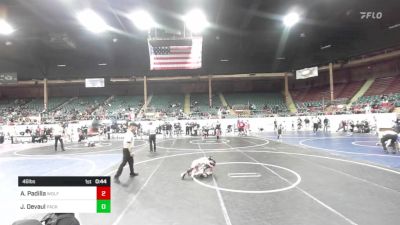 46 lbs Quarterfinal - Ashe Padilla, Wolfpack Wr Ac vs Jaxon Devaul, Pack Em Out