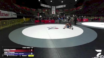 112 lbs Semifinal - Sophia Darer, California vs Abbi Cooper, Community Youth Center - Concord Campus Wrestling