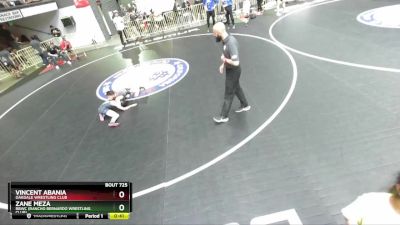 70 lbs Semifinal - Zane Meza, RBWC (Rancho Bernardo Wrestling Club) vs Vincent Abania, Oakdale Wrestling Club