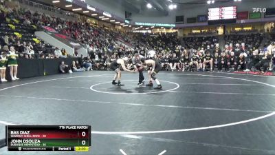 157 lbs 5th & 7th Place - Bas Diaz, Waverly-Shell Rock vs John DSouza, Dubuque Hempstead