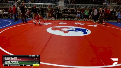 63 lbs Semifinal - Blake Rager, Sheridan Wrestling Club vs Jayce Potter, Green River Grapplers