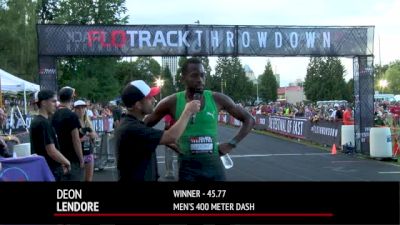 Deon Lendore after winning the men's 400