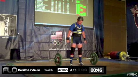 Linda Jo Belsito (W55, 63kgs) Snatch 47 kgs