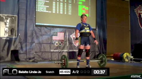 Linda Jo Belsito (W55, 63kgs) Snatch 45 kgs