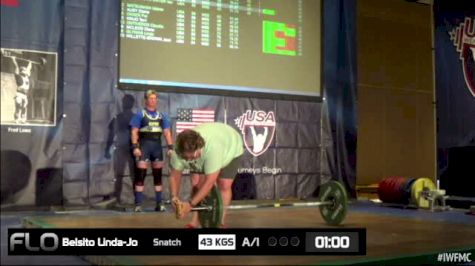 Linda Jo Belsito (W55, 63kgs) Snatch 43 kgs