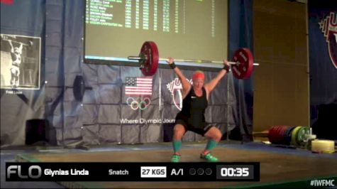 Linda Glynias (W55, 75kgs) Snatch 27 kgs