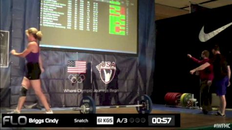 Cindy Briggs (W50, 75kgs) Snatch 61 kgs