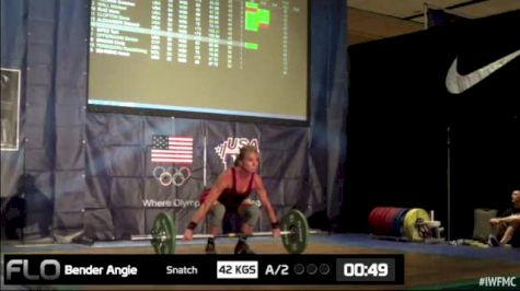 Angie Bender (W50, 63kgs) Snatch 42 kgs