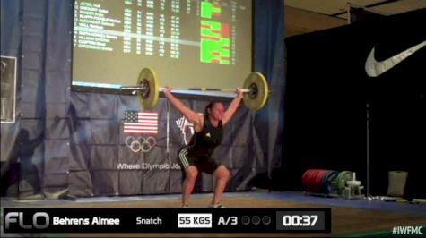 Aimee Behrens (W50, 69kgs) Snatch 55 kgs