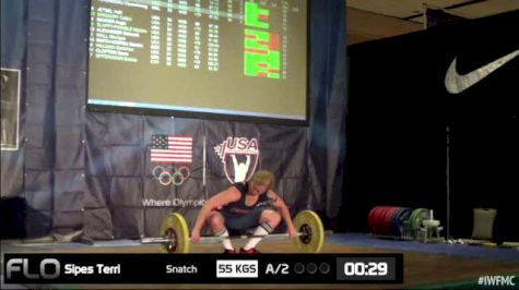 Terri Sipes (W50, 63kgs) Snatch 55 kgs