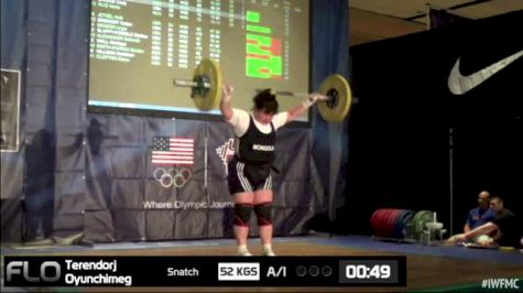 Oyunchimeg Terendorj (W50, 75+kgs) Snatch 52 kgs