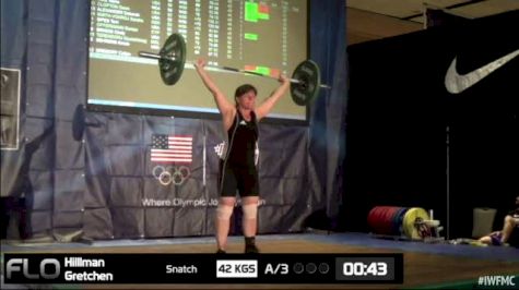 Gretchen Hillman (W50, 69kgs) Snatch 42 kgs