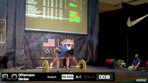 Denise Offermann (W50, 69kgs) Snatch 50 kgs