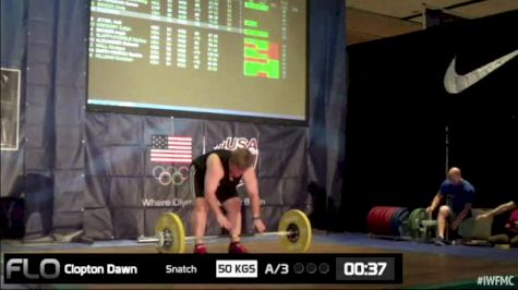 Dawn Clopton (W50, 75+kgs) Snatch 51 kgs