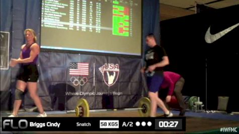 Cindy Briggs (W50, 75kgs) Snatch 58 kgs