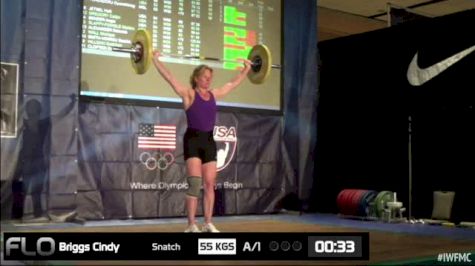 Cindy Briggs (W50, 75kgs) Snatch 55 kgs