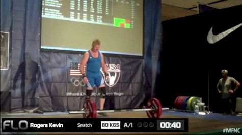 Kevin Rogers (M55, 94kgs) Snatch 80 kgs