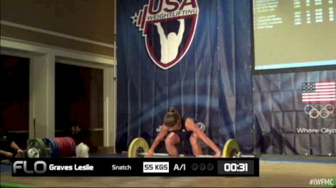 Leslie Graves (W35, 58kgs) Snatch 56 kgs