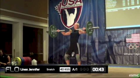 Jennifer Lines (W40, 63 kgs) Snatch 40 kgs